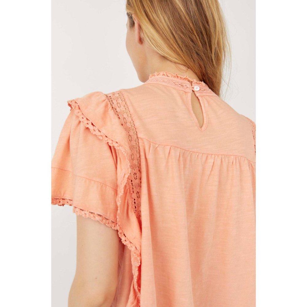 đLAST CHANCEđ NWT Free People Le Femme Tee / Winter Coral - Picture 5 of 7
